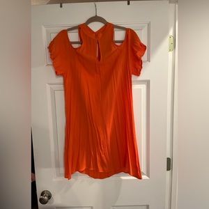 PPLA: Orange Open Shoulder Mini Dress